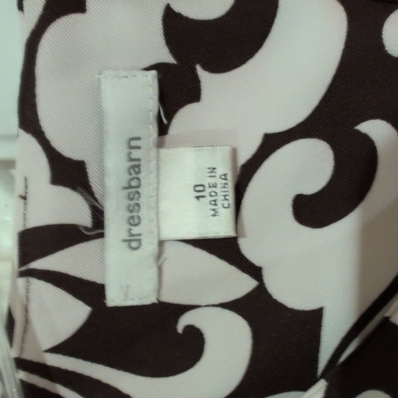 Sleeveless Dark Brown & White Patterned Shift Dress - Picture 3 of 3